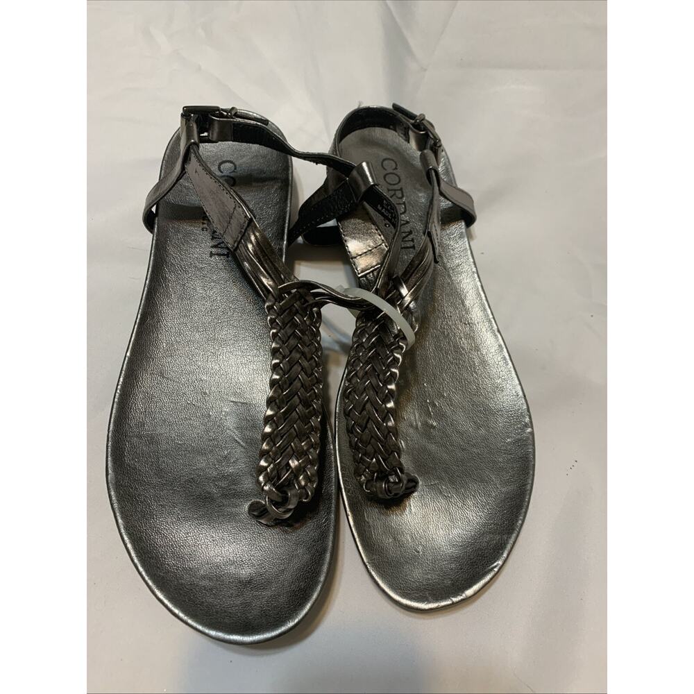 Cordani Sarita Pewter Sandals Womens 40 US 9 Thong Silver Made In Spain - Picture 3 of 6